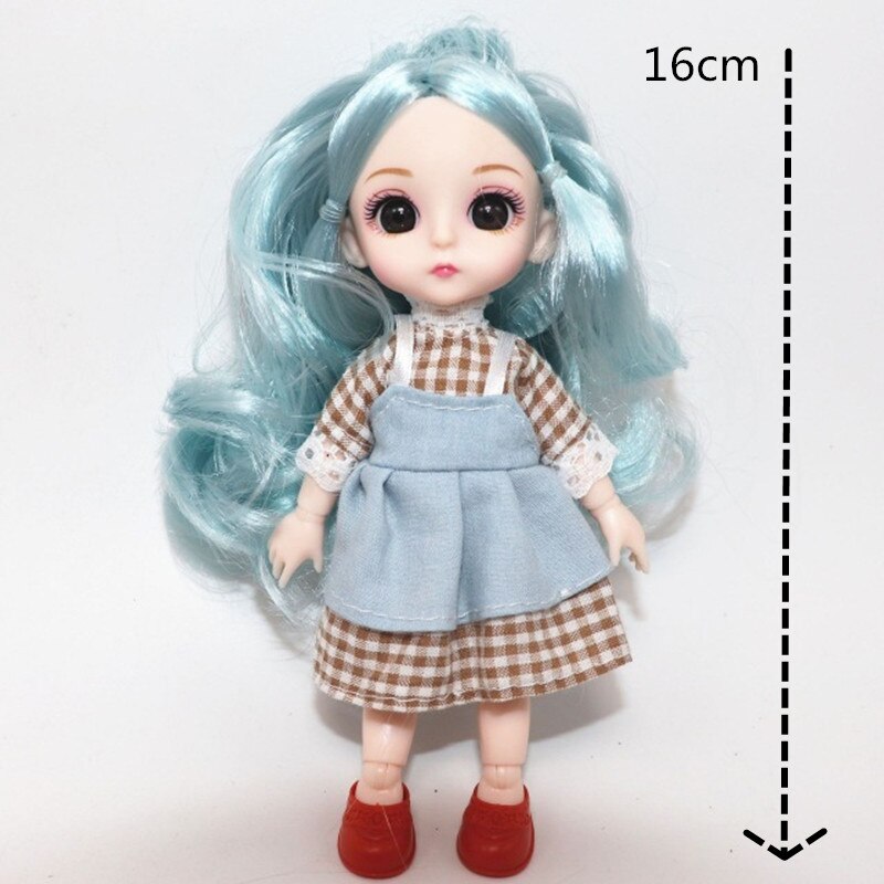 New 16cm Bjd Doll 13 Movable Joints 3D Real Eye High-end Dress Can Dress Up Fashion Nude Doll Children DIY Girl Toy Best Gift