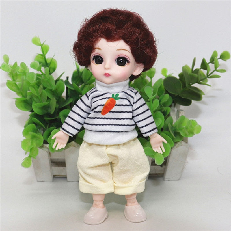 New 16cm Bjd Doll 13 Movable Joints 3D Real Eye High-end Dress Can Dress Up Fashion Nude Doll Children DIY Girl Toy Best Gift