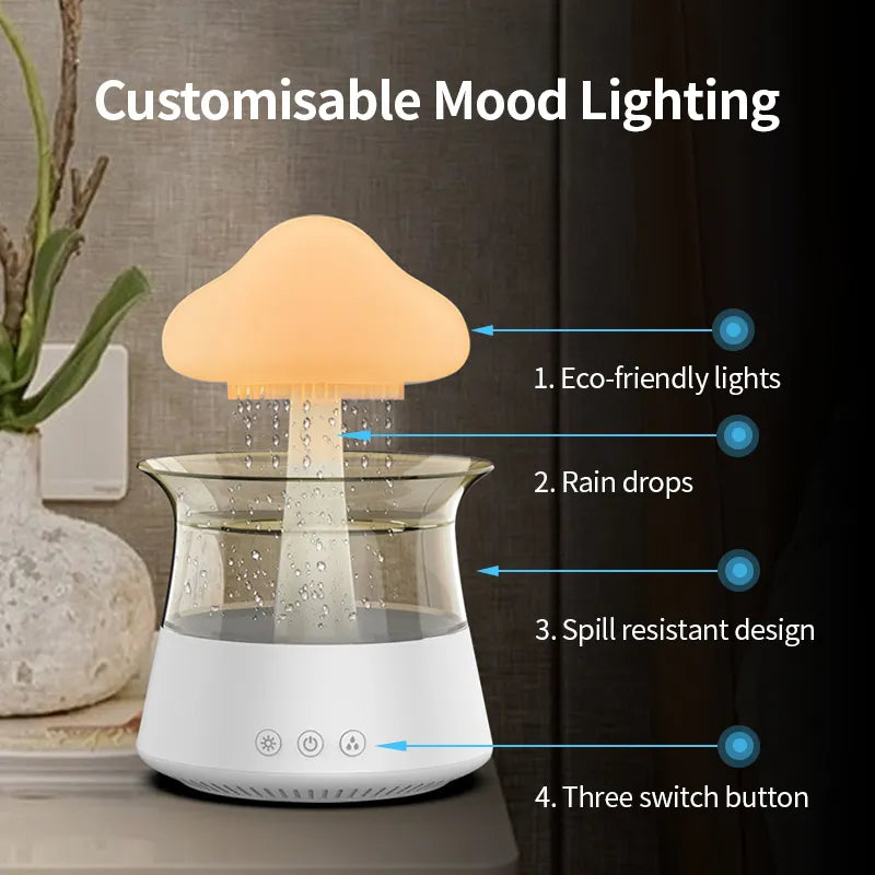 Rain Cloud Night Light humidifier with raining water drop sound and 7 color led light essential oil diffuser aromatherapy - Offalstore