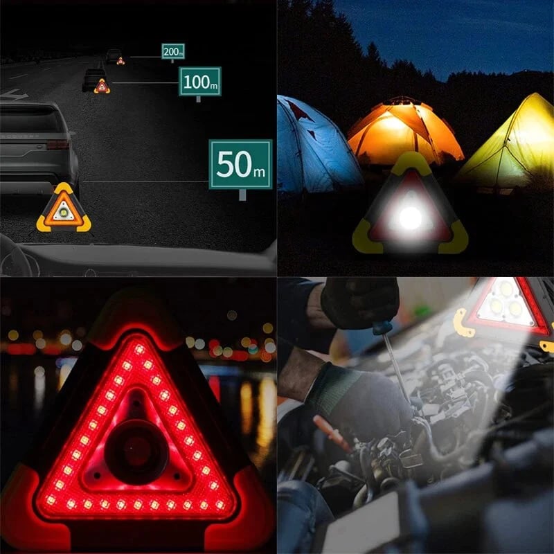 Portable Car Triangle LED Warning Light (USB Rechargeable + Solar) - Offalstore