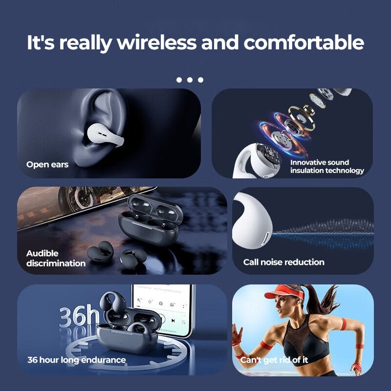 Wireless Ear Clip Bone Conduction Headphones - Offalstore